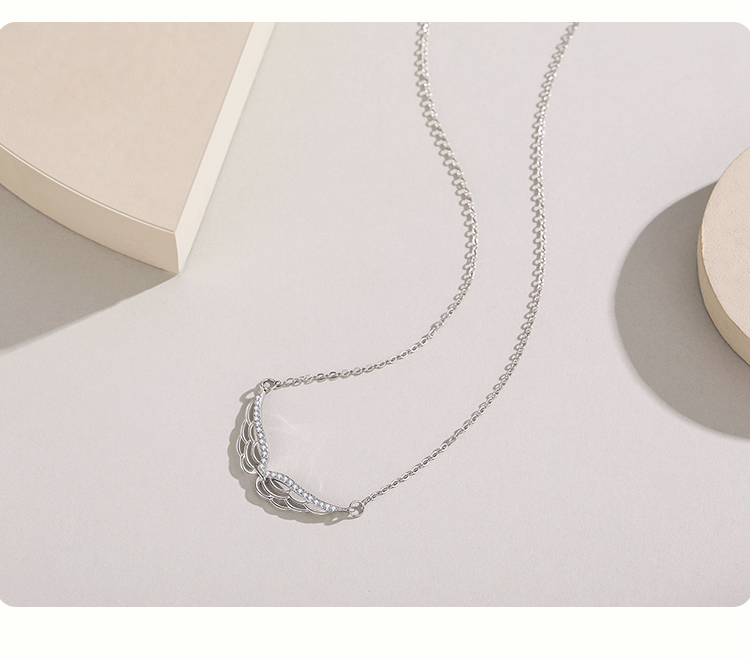 925 Sterling Silver Pendant Necklace, Shining Zircon Simple Aesthetics Elegant Simple Thin Chain, for Wedding