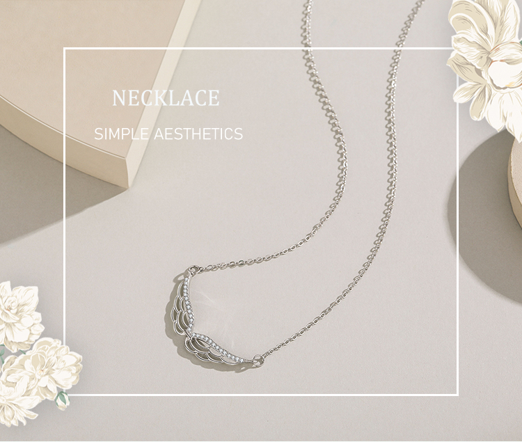 925 Sterling Silver Pendant Necklace, Shining Zircon Simple Aesthetics Elegant Simple Thin Chain, for Wedding