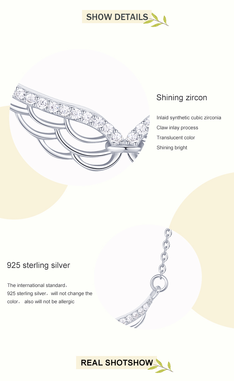 925 Sterling Silver Pendant Necklace, Shining Zircon Simple Aesthetics Elegant Simple Thin Chain, for Wedding