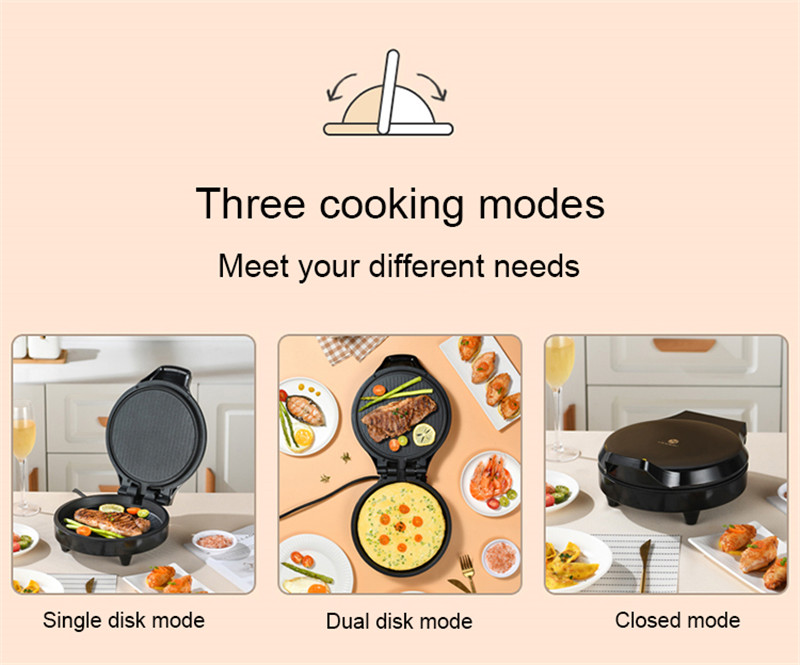 Electric Baking Pan, Double-sided Heating Even Heating Convenient Fast Cooking 3 Cooking Modes, for Home