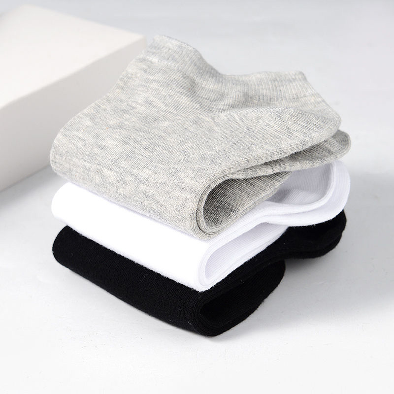 5 Pairs/Lot Low Cut Men Socks, Solid Color Breathable Cotton Matrial Comfortable, Black White Gray