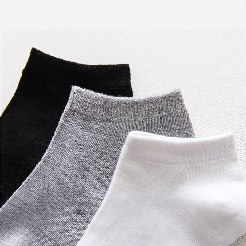 5 Pairs/Lot Low Cut Men Socks, Solid Color Breathable Cotton Matrial Comfortable, Black White Gray