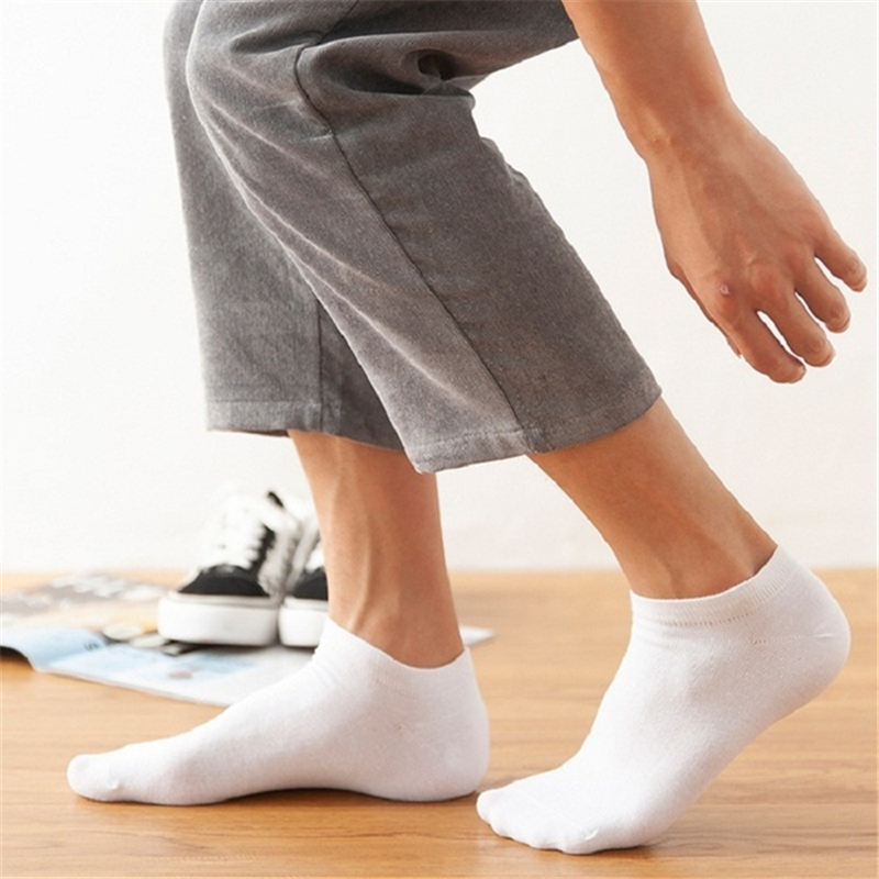 Low Cut Men Breathable Sports Socks, Solid Color Boat Comfortable Cotton All-matching, 5/10 Pairs