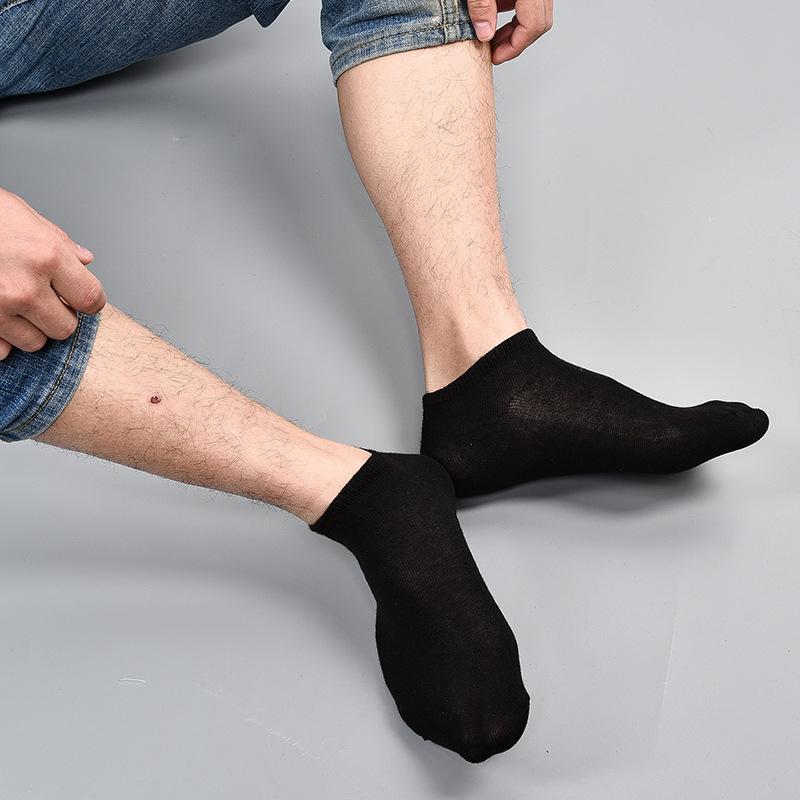 Low Cut Men Breathable Sports Socks, Solid Color Boat Comfortable Cotton All-matching, 5/10 Pairs