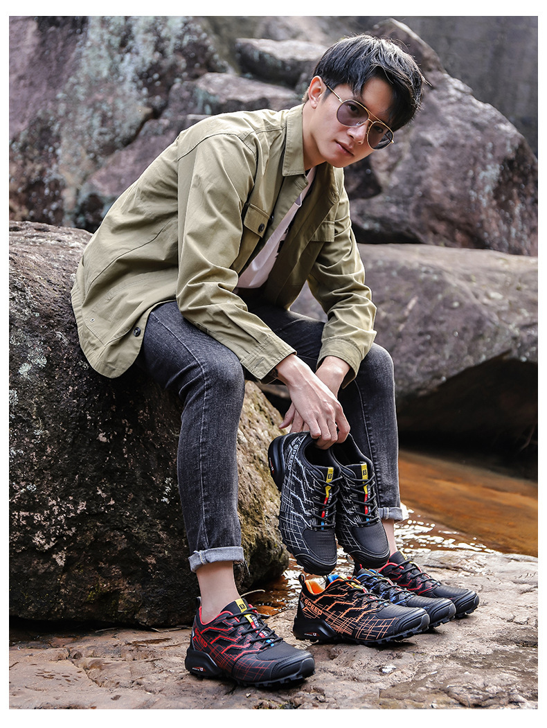 Mountaineering Shoes, Casual Off-road Mesh Breathable Anti-slip Comfortable Fashionable Easy to Wear, 39-47