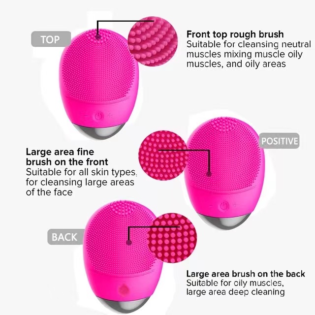 Mini Electric Facial Cleansing Brush, Silicone Deep Pore Clean Waterproof Low Noise Easy Control, Suitable for All Skins