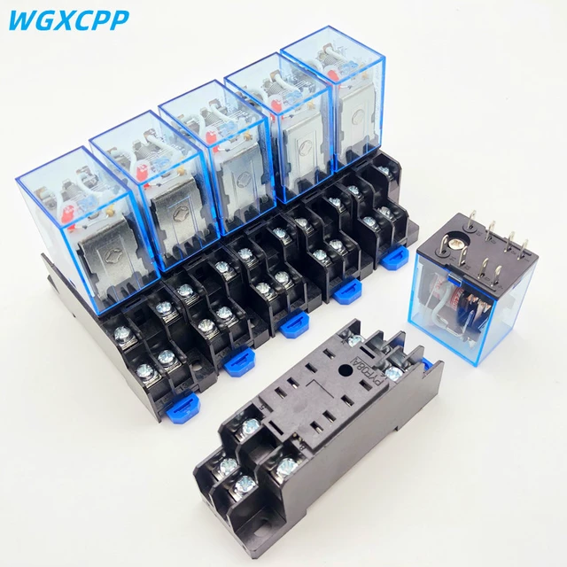 Miniature Coil Intermediate Relay Switch, 10 pieces 8 pins with Base High Quality Durable Long Service Life, for Home