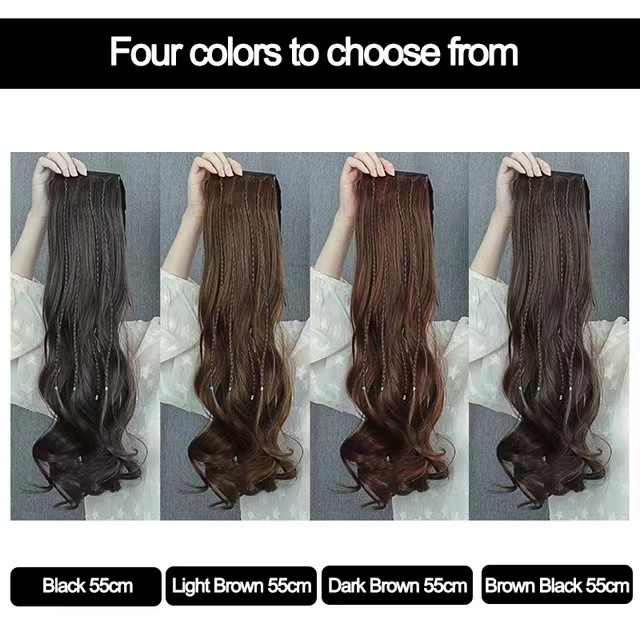 DIANQI Synthetic Ponytail Hair Extension, Heat Resistant Light Brown Ribbon Upwarp Double Fixed, for Girls