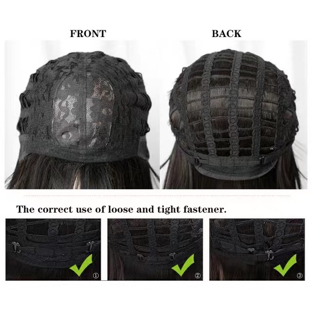 YIYAOBESS 14in Short Bob Wig, with Bangs Heat Resistant Easy to Put On Natural Color, Pink/Black/Brown