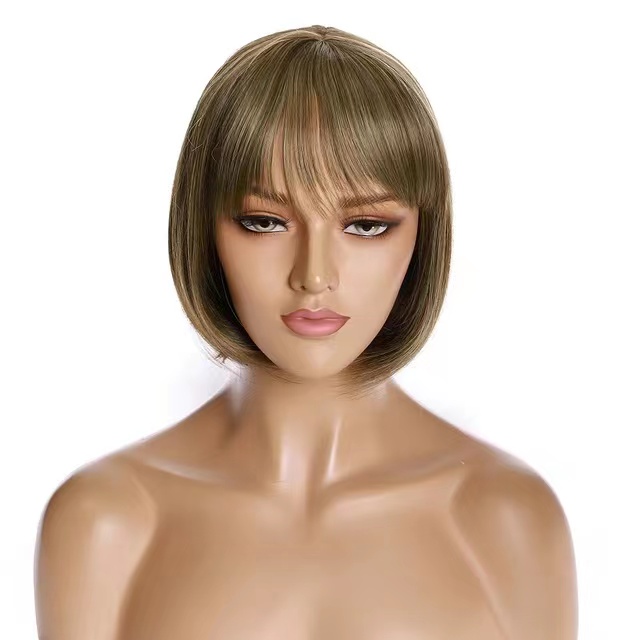 SNOILITE Short Women's Wig, Bob Hairstyle Synthetic 12 Inch Heat Resistant Easy to Wear, 12 Colors