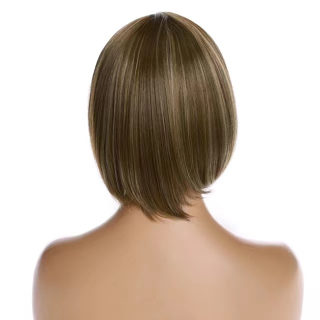 SNOILITE Short Women's Wig, Bob Hairstyle Synthetic 12 Inch Heat Resistant Easy to Wear, 12 Colors