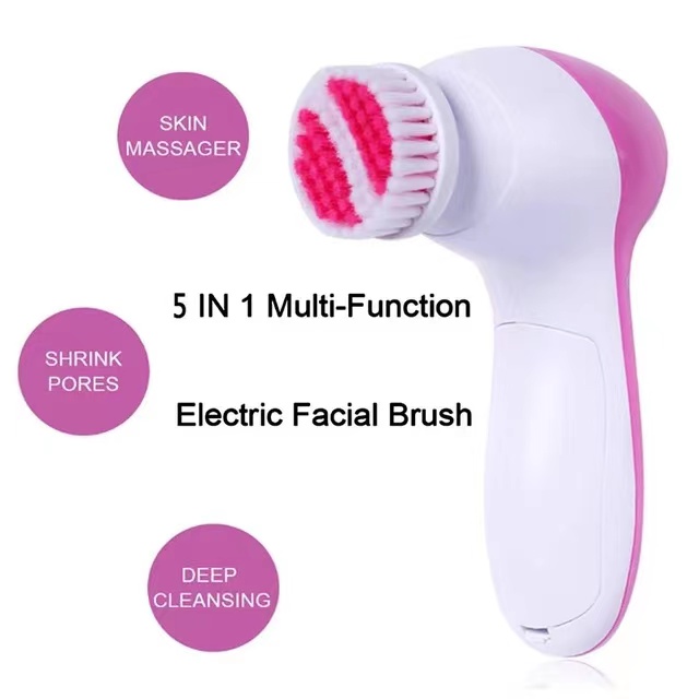 5 in 1 Waterproof Face Cleansing Brush Rotation Large Battery Capacity, Multifunctional Skincare Tool for Women