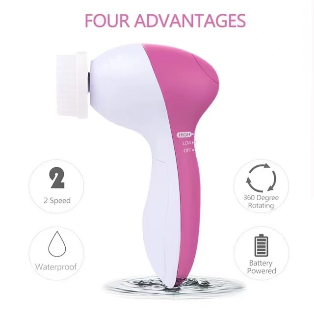 5 in 1 Waterproof Face Cleansing Brush Rotation Large Battery Capacity, Multifunctional Skincare Tool for Women