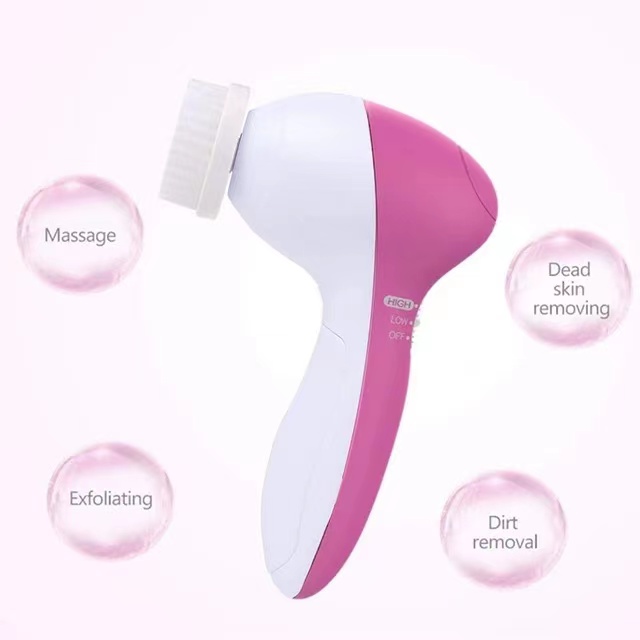 5 in 1 Waterproof Face Cleansing Brush Rotation Large Battery Capacity, Multifunctional Skincare Tool for Women