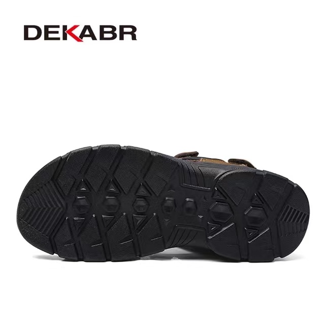 DEKABR Brand Classic Mens Sandals, Genuine Leather Casual Lightweight Comfortable Anti-slip Thick Sole, for Men