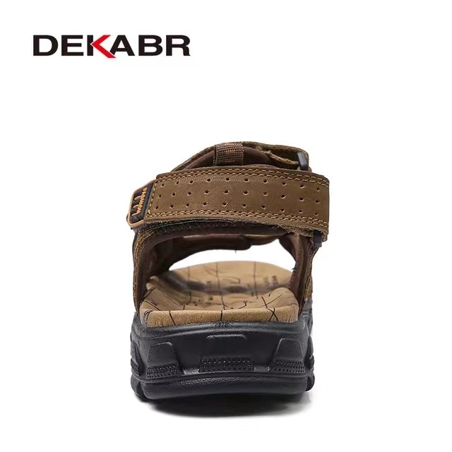 DEKABR Brand Classic Mens Sandals, Genuine Leather Casual Lightweight Comfortable Anti-slip Thick Sole, for Men