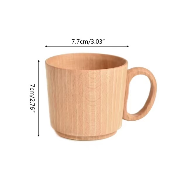 Unisex Wooden Coffee Cups, Handmade Small Eco-Friendly with Handle and Spoon 3.03*2.76in, for Home