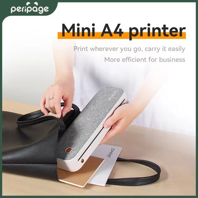 A4 Inkless Thermal Printer, Built-in Battery 2 Paper Types 2600mAh Battery 3H Running Time 360 Papers, for Work