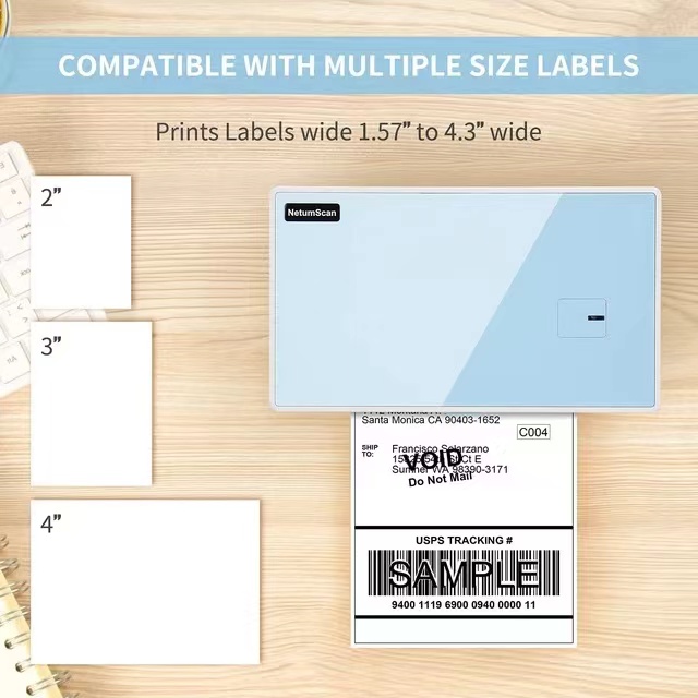 110mm Thermal Label Printer, Easy to Use Life Time Technical Support Compatible with Multiple Size Labels, for Work