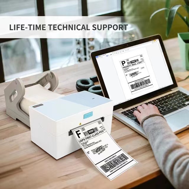 110mm Thermal Label Printer, Easy to Use Life Time Technical Support Compatible with Multiple Size Labels, for Work