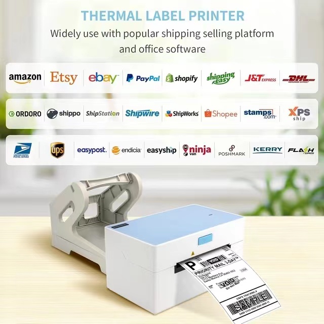 110mm Thermal Label Printer, Easy to Use Life Time Technical Support Compatible with Multiple Size Labels, for Work