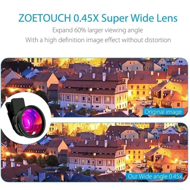 TONGDAYTECH Super Wide Angle Lens, Easy Clip-on Lens No Distortion Premium Quality Glass, for Smartphones