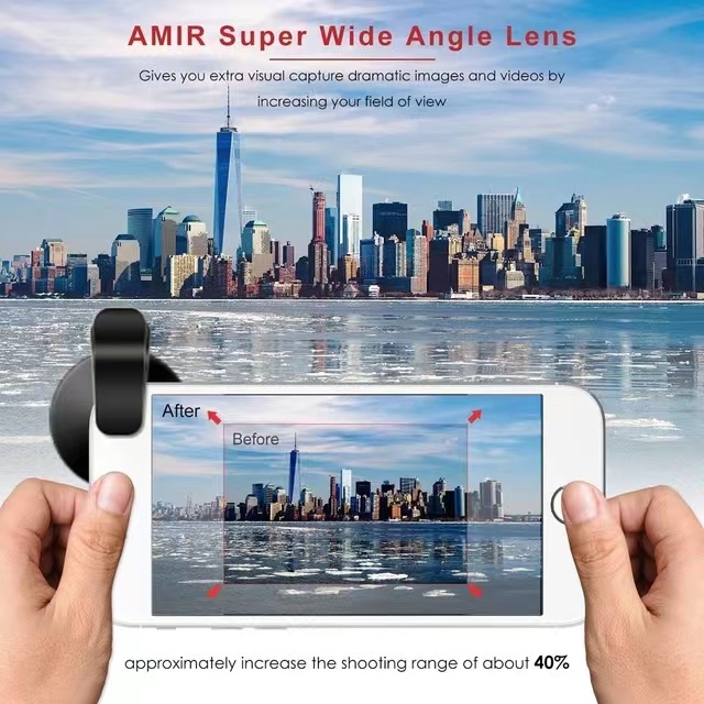 TONGDAYTECH Super Wide Angle Lens, Easy Clip-on Lens No Distortion Premium Quality Glass, for Smartphones