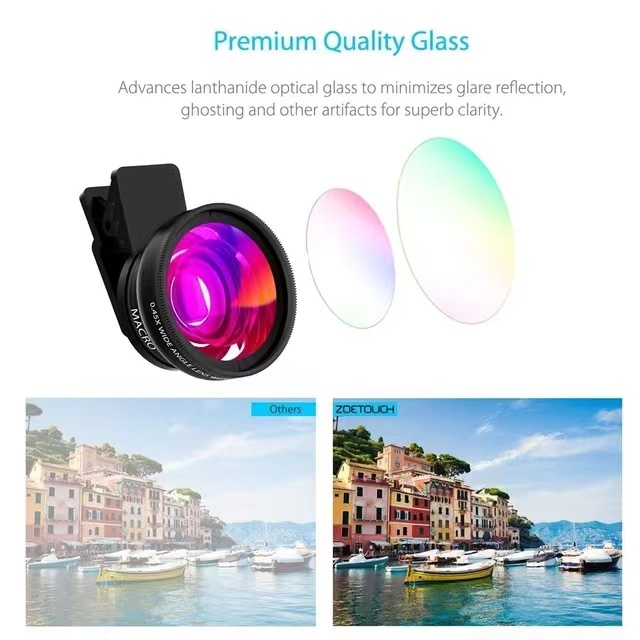 TONGDAYTECH Super Wide Angle Lens, Easy Clip-on Lens No Distortion Premium Quality Glass, for Smartphones