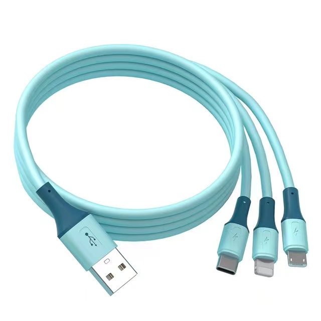 3-in-1 USB Type C Cable, SR Connection Grid Different Interfaces Durable Soft Rubber Intelligent Shunt, for All Phones