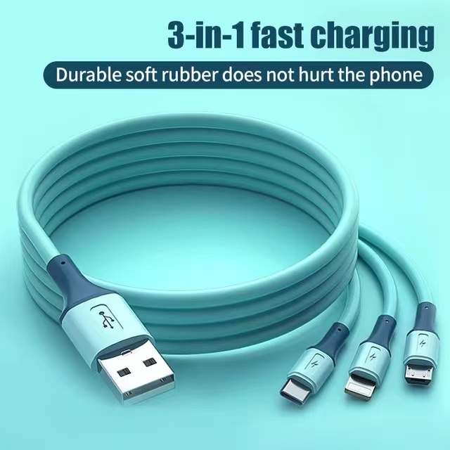 3-in-1 USB Type C Cable, SR Connection Grid Different Interfaces Durable Soft Rubber Intelligent Shunt, for All Phones