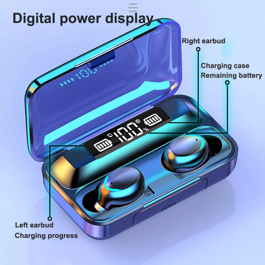 Wireless Earphone, with Waterproof LED Display One Touch Control Large Battery Capacity, for Phones