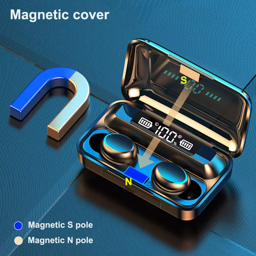 Wireless Earphone, with Waterproof LED Display One Touch Control Large Battery Capacity, for Phones