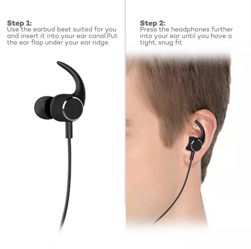 Magnetic Wireless Sports Earbud, Stereo Sound 10m Transmission Distance Long Battery Life ABS Material, for Phones