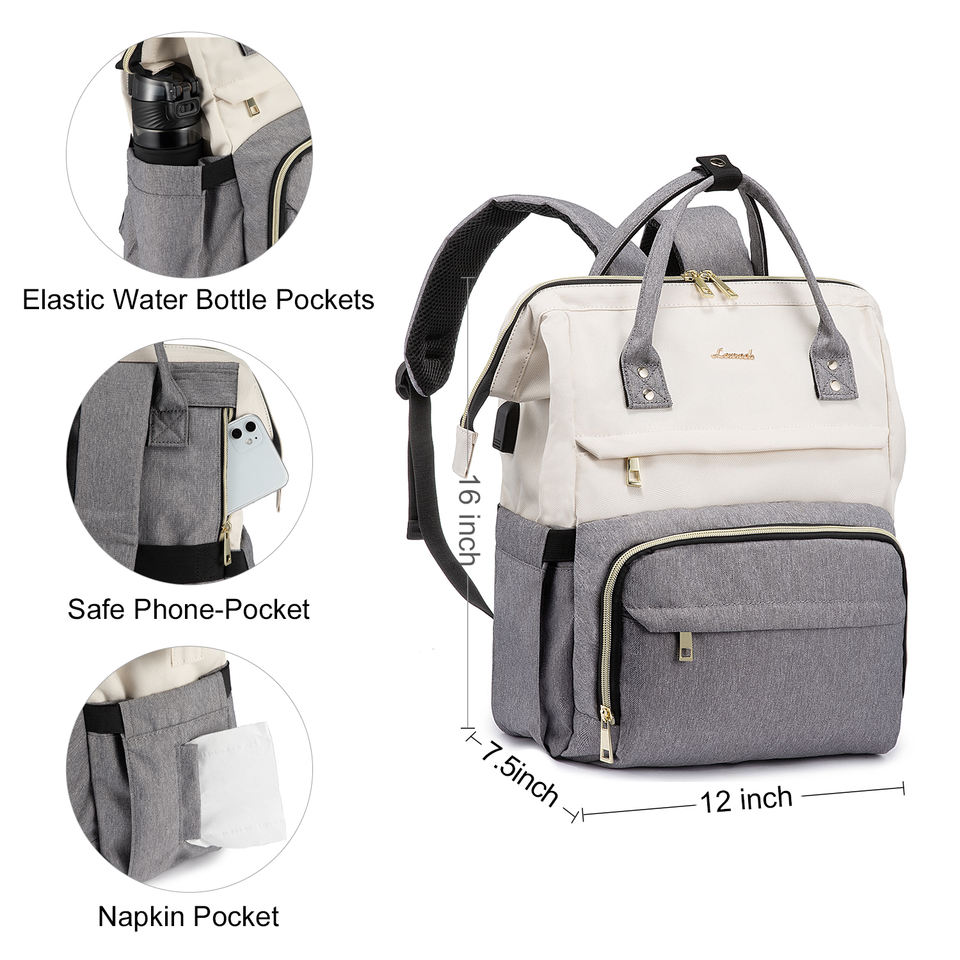 Laptop Backpack, with USB Port Waterproof Polyester Fabric Durable Shoulder Strap Soft Handle, for School Business 
