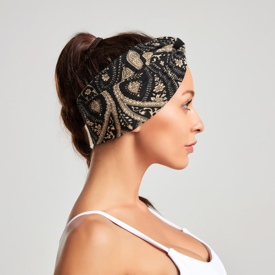 Floral Flower Bohemian Hair Band, Bohemian Style Printed Fabric Wide Edge Cross Twisted Fashionable Versatile,for Girls