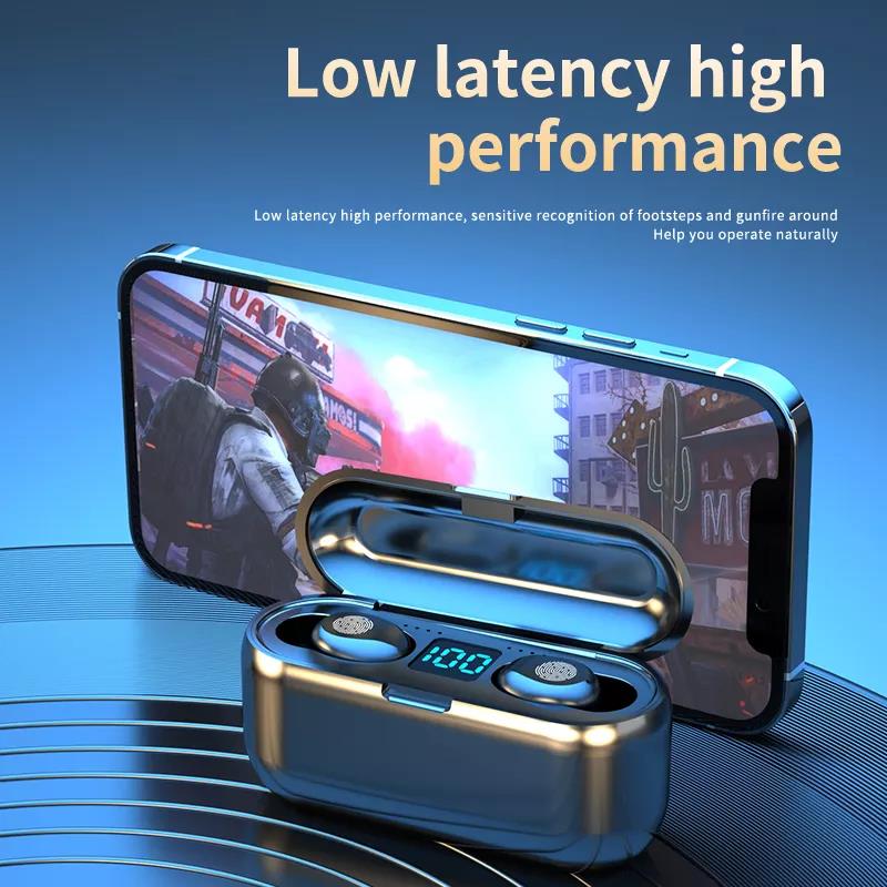 Metallic Bluetooth, Mini Wireless Headset Large Capacity HIFI Stereo Sound Quality Digital Display, for Phones