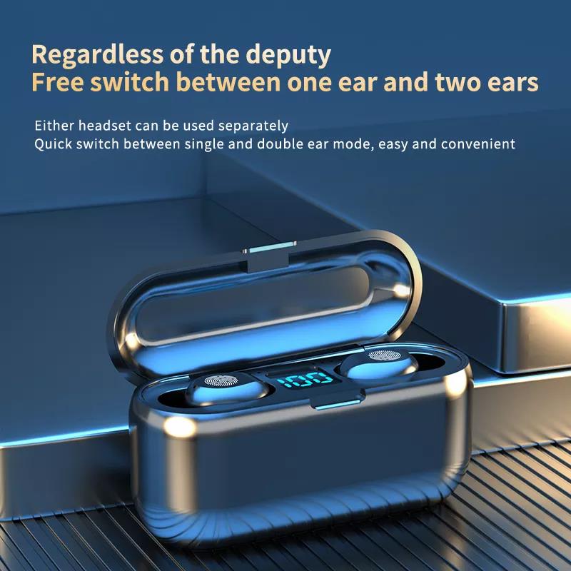 Metallic Bluetooth, Mini Wireless Headset Large Capacity HIFI Stereo Sound Quality Digital Display, for Phones