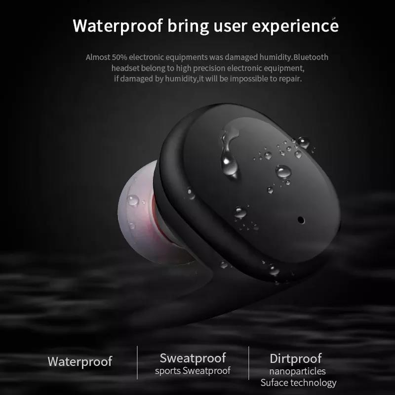 Ultra-Bass Sports Bluetooth Headset, Wireless Waterproof Noise reduction Microphone LED Display, for Phones