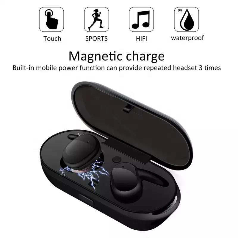 Ultra-Bass Sports Bluetooth Headset, Wireless Waterproof Noise reduction Microphone LED Display, for Phones