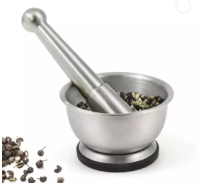 Mortar and Pestle, Stainless Steel Durable Easy to Clean Ergonomic Design Strength Saving Space Saving, for Home