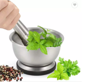 Mortar and Pestle, Stainless Steel Durable Easy to Clean Ergonomic Design Strength Saving Space Saving, for Home