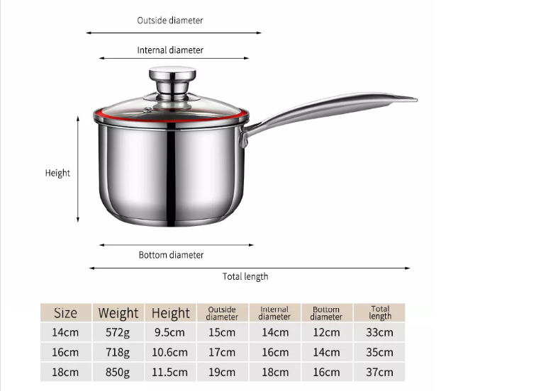 Milk Pot Soup Pot, Stainless Steel Healthy Material Multi-function Easy to Clean No Coating, for Kitchen