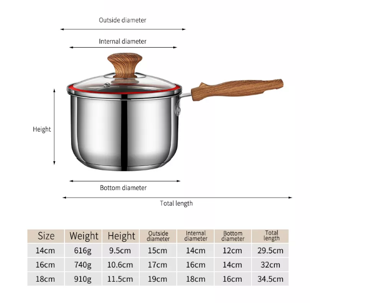 Milk Pot Soup Pot, Stainless Steel Healthy Material Multi-function Easy to Clean No Coating, for Kitchen