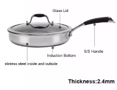 Honeycomb Nonstick Frying Pan, 304 Stainless Steel No Coating Non-stick Easy to Clean, for Kitchen