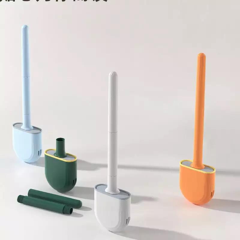 Bathroom Brush Toilet Cleaner with Holder Set, Detachable Wall Mounted Silicone Material Small Size, for Home