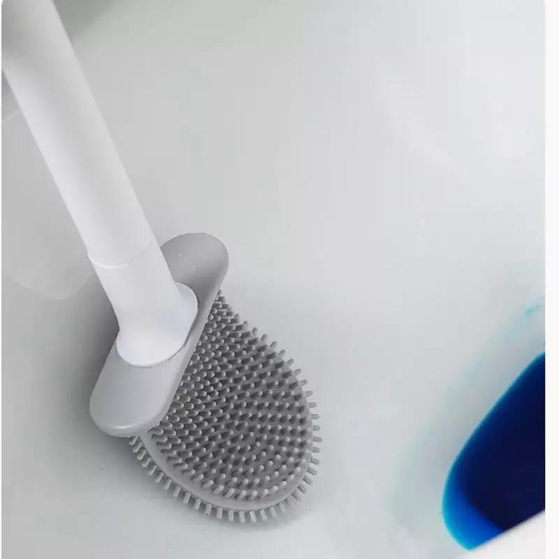 Bathroom Brush Toilet Cleaner with Holder Set, Detachable Wall Mounted Silicone Material Small Size, for Home