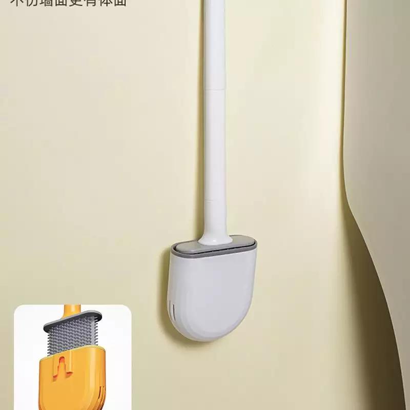 Bathroom Brush Toilet Cleaner with Holder Set, Detachable Wall Mounted Silicone Material Small Size, for Home