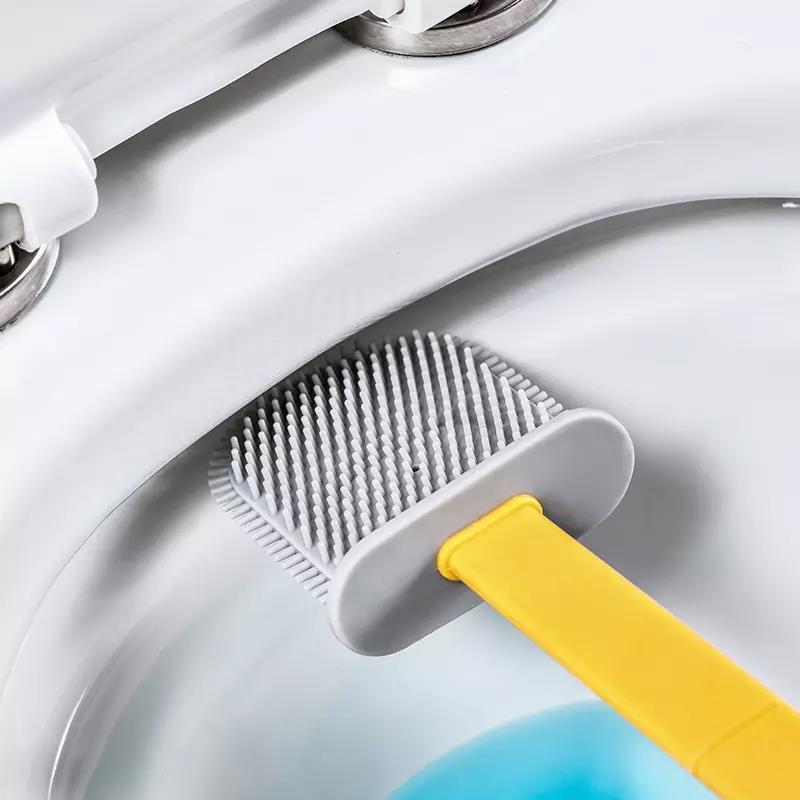 Wall Mounted Cleaning Toilet Brush, with Stand Holder Silicon Material Soft Head TPR+PP Material, for Home