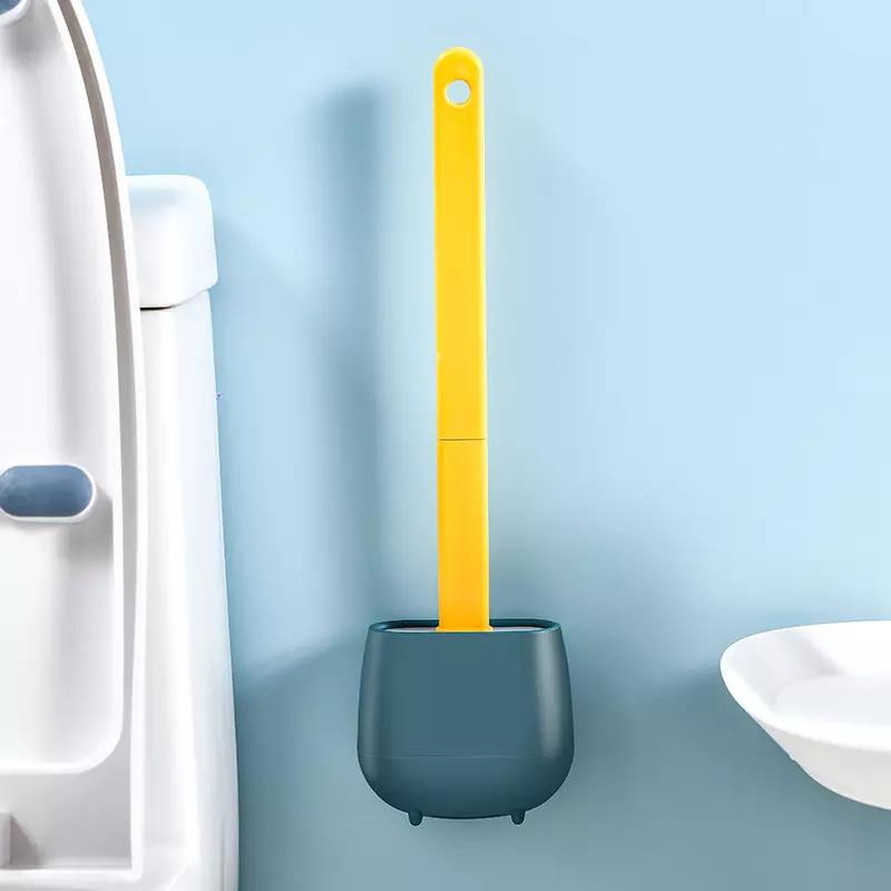 Wall Mounted Cleaning Toilet Brush, with Stand Holder Silicon Material Soft Head TPR+PP Material, for Home