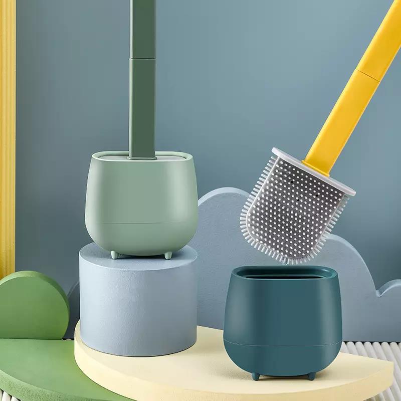 Wall Mounted Cleaning Toilet Brush, with Stand Holder Silicon Material Soft Head TPR+PP Material, for Home